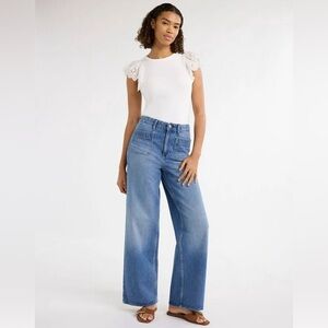 Free Assembly Jeans Size 16 Wide Leg Super High Waist Patch Pockets Relaxed Y2K